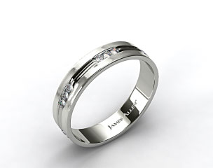 18k White Gold 6mm GroovedChannel Set Diamond Wedding Ring